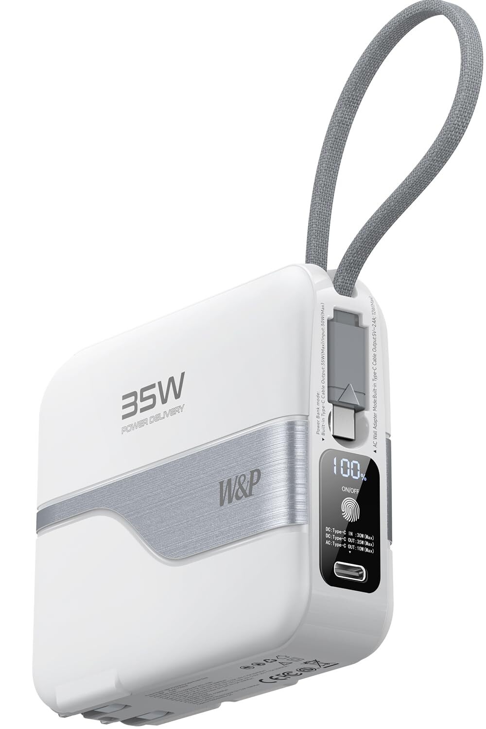 Portable Charger 4-in-1 20,000mAh 35W Fast Charging Power Bank with USB-C and...