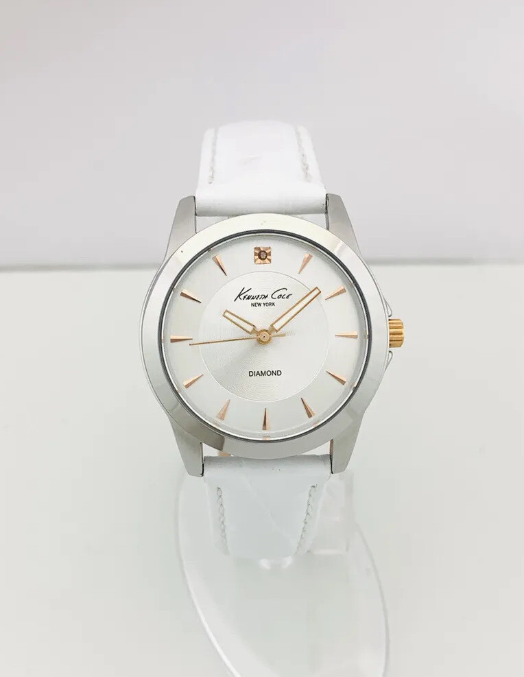 Kenneth Cole Women's KC2839 Diamond Collection White Leather Strap