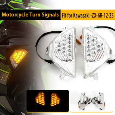 メルセデス10点 For 12-23 Kawasaki Ninja ZX-6R 250 300 400 650 Front Turn Signals