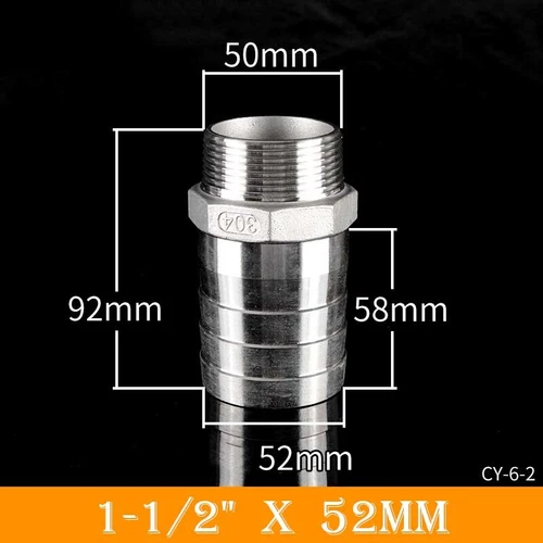 Stainless Male Thread Pipe Fitting x Barb Hose Tail Connector BSP 1/8" to 4" - Bild 51 von 86
