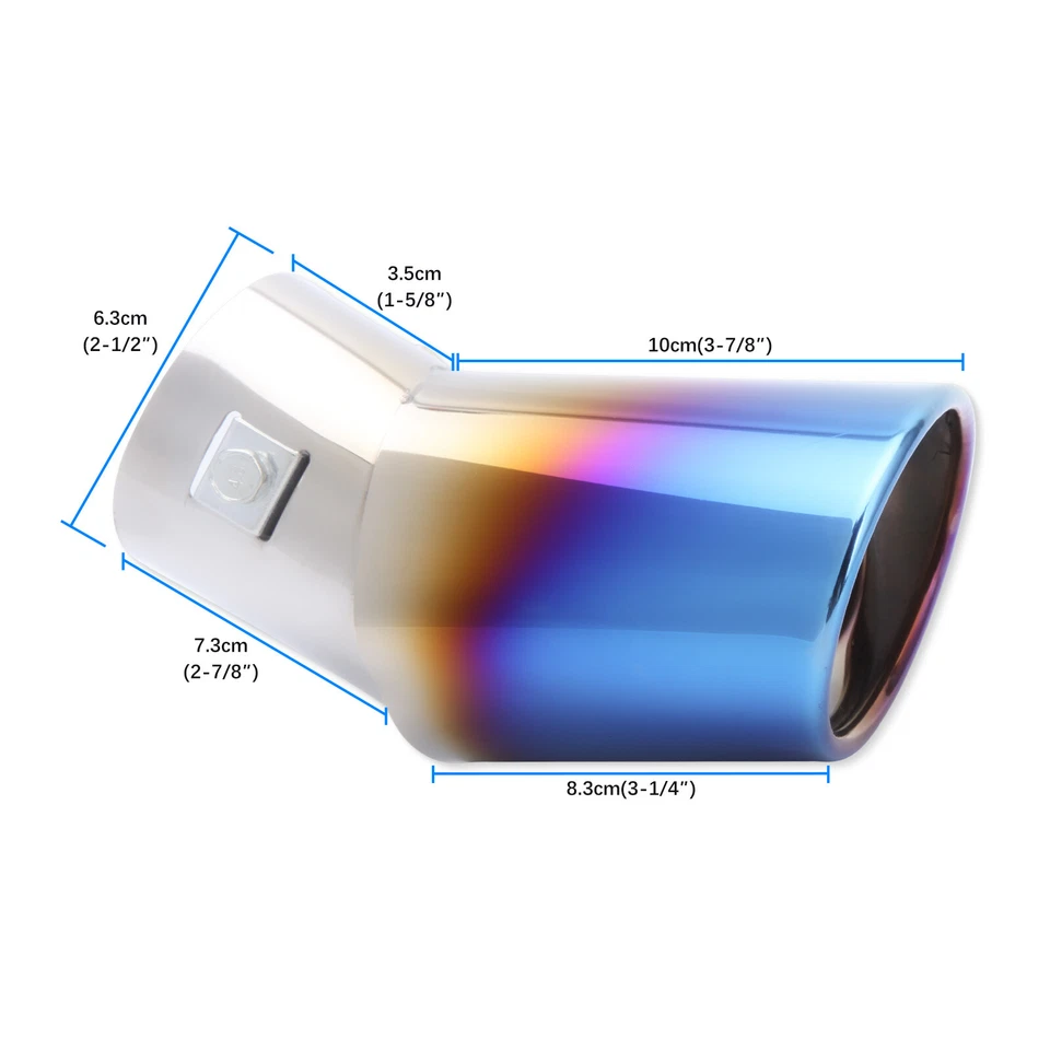 Tubo de escape trasero curvado universal para coche de 1,5"/2,1" cola azul Foto 2 de 4