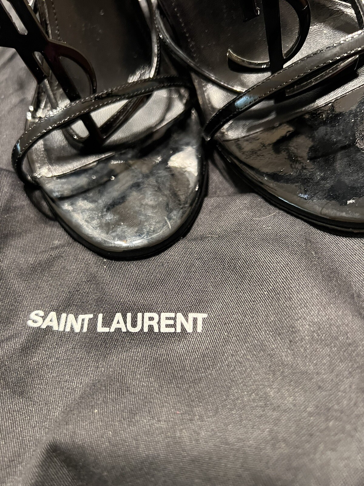 YSL SAINT LAURENT LOGO TACCHI nero taglia 9 5. Leggi Descrizione. ��
