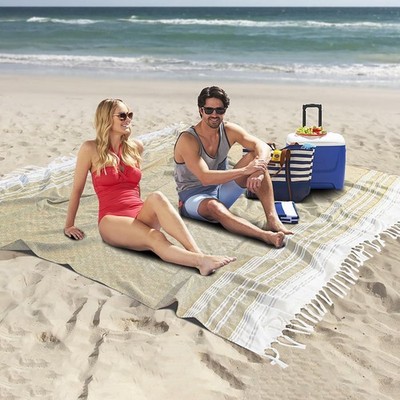 Giant Turkish Beach Towel Boho Beach Throw Blanket Anti Resistant Sand Free Q...