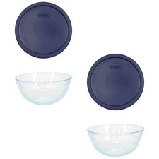 Pyrex 7403 10 Cup Sculpted Glass Mixing Bowl and 7403-PC Blue Lid (2-Pack)