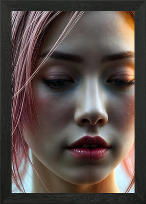 Nahaufnahme Portrait Frau mit Pin gerahmt Wandbild Poster Leinwanddruck Bild