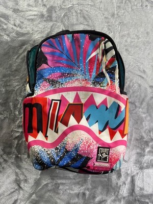 Sprayground Miami Court Culture Shark Mouth Backpack Tropical Palm Leaf Laptop