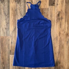 LULUS Endlessly Endearing Blue Mini Scalloped Haltered Top Dress Women’s Medium