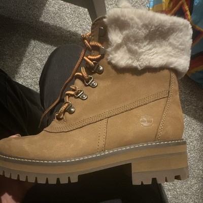 Sz 8 NewTimberland Courmayeur Valley Faux-Fur Waterproof Boot medium brown/wheat
