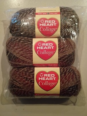 Red Heart Collage Yarn, Wood Trail, New, Estate Lot, Set of 3