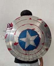 ZAIN Handmade Captain America Shield Aluminum Cosplay Prop With Leather Straps
