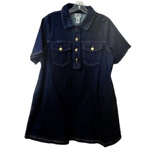 ST JOHN'S BAY A-LINE DENIM DRESS, SIZE PL, CHEST 43, LENGTH 34