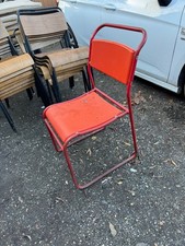 2X Red Vintage Metal Stacking Chair (4X available in Grey) - interior / Garden