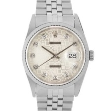 ROLEX Datejust 16234G quadrante argento computer scheda di garanzia vuota SN/#T