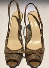 Cocoa KATE SPADE Lace Tulle PEEP-TOE SLINGBACK Patent Leather Bow HEELS~9B~Italy — photo 1