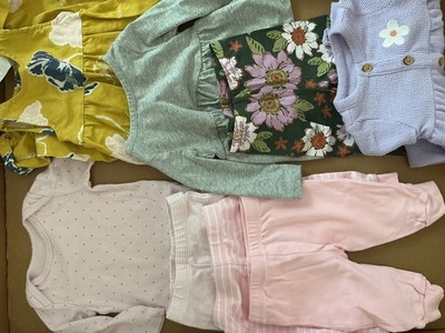 Lot of 7 Baby Cirl 6 Months Rompers Pants Body Assorted Brands Pre-owned