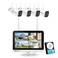 JENNOV Security Camera System Wireless Home Outdoor 5MP 12" Monitor 2 Way Audio