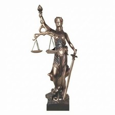 Bronze-Finish Lady Justice Decor Piece European-Style for Living Room, Entryway