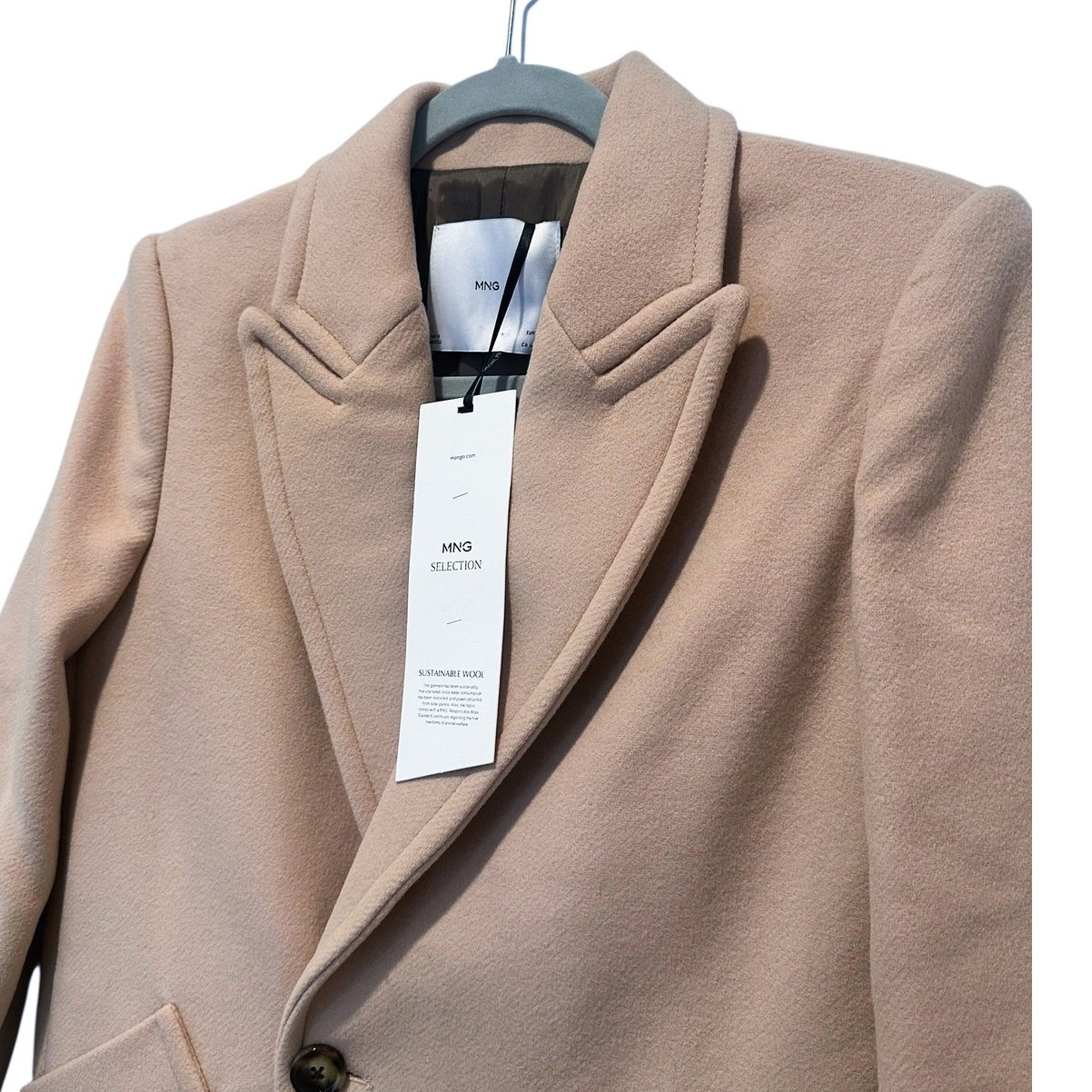 Mango Long Pink Wool Coat Size Medium FITS 2/4 image 5