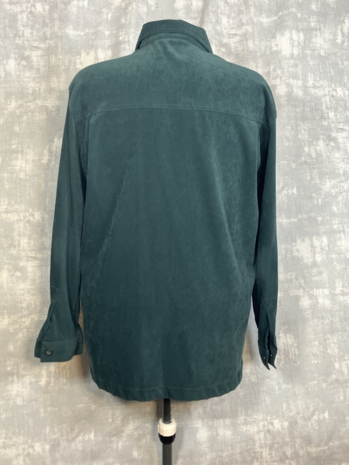 Womens Classic Elements Button Down Green Velvet … - image 3