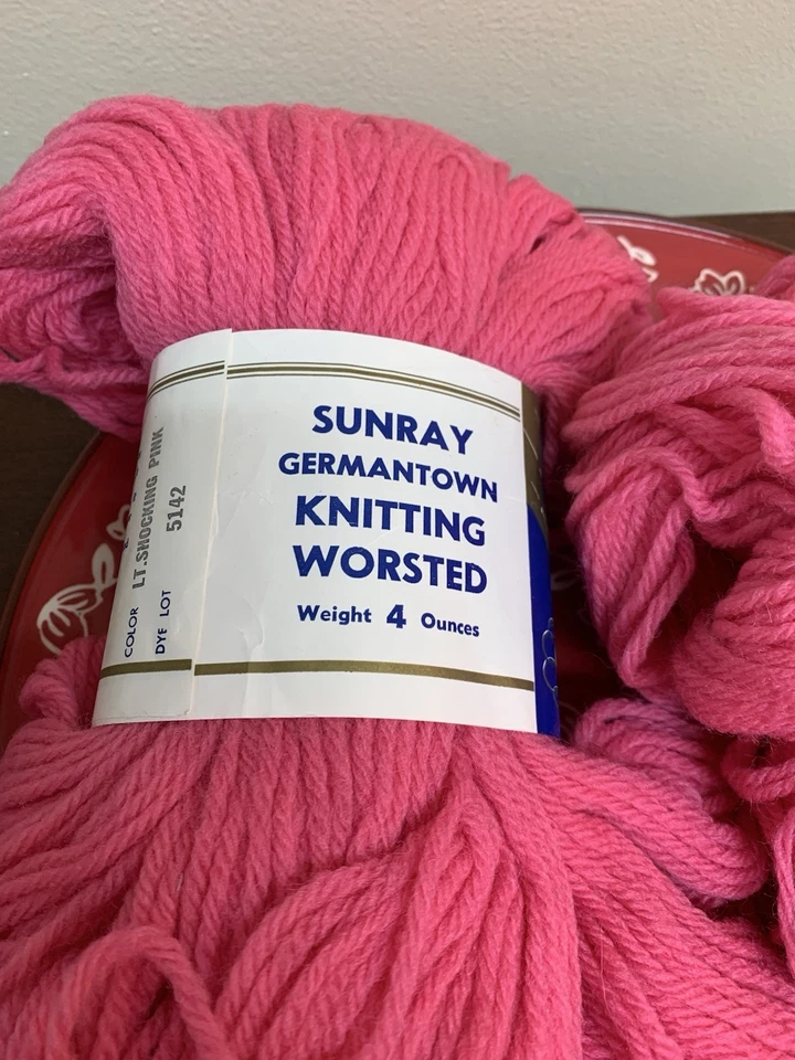 Lote de Tejer Germantown 100% Lana Virgen Worsted Rosa Claro Impactante Foto 2 de 4