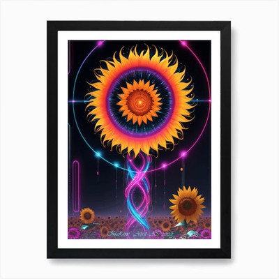 Sonnenblume Kraftquelle Kunstdruck gerahmt Wandbild Poster Leinwanddruck Bild