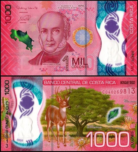 Costa Rica 1000 Colones, 2019, P-280, UNC, Polimero X Confezione Pacchetto 100 Pezzi - Foto 2 di 2