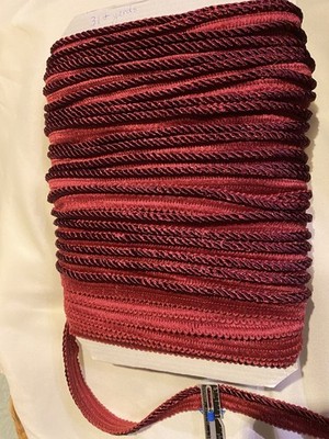 1/4  Twist Cord With  1/2  Lip -Piping Trim 31 Yards Lot Cranberry Red