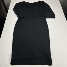 J.McLaughlin Black Sheath Midi Dress Stretch Classic Cocktail Work Back Zip XL