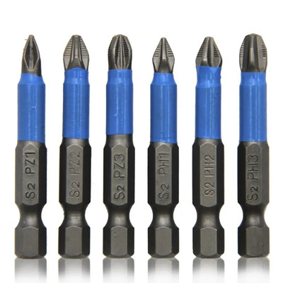 6pcs Hex Shank Cross Screwdriver Bit Set PH PZ Anti-Slip S2 Steel - NEW