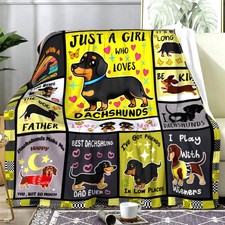 Dachshund Blanket Cozy Warm Flannel Dog Throw Blankets Cute Puppy Decor