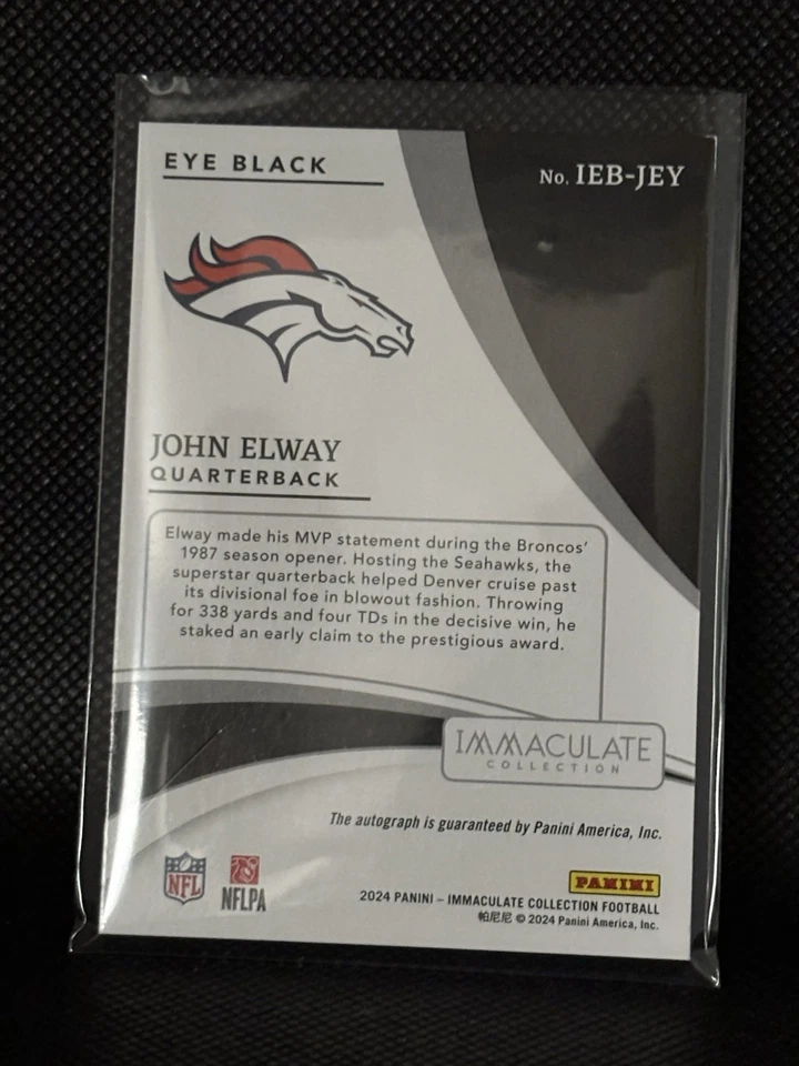 2024 Immaculate John Elway Eye Negro Automático/49 ¡Con Inscripción de Su Jersey #7! Foto 4 de 4