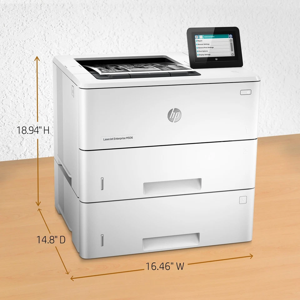 HP LaserJet Enterprise M506x Wireless Monochrome Printer (F2A70A) - Perfect Con. - Image 2 of 2