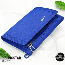 For Nike Unisex Wallet Swoosh Dri-FIT Bifold Card Holder Coin Zip Purse Black UK