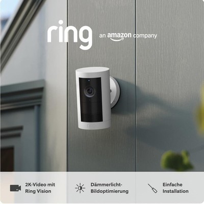 Ring Außenkamera Plus Akku weiß   Kabellos & 2K-Video Neu & OVP