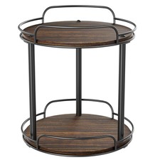 9'' Wood Lazy Susan Turntable Organizer for Cabinet, 2 Tier Lazy Susan Spice ...