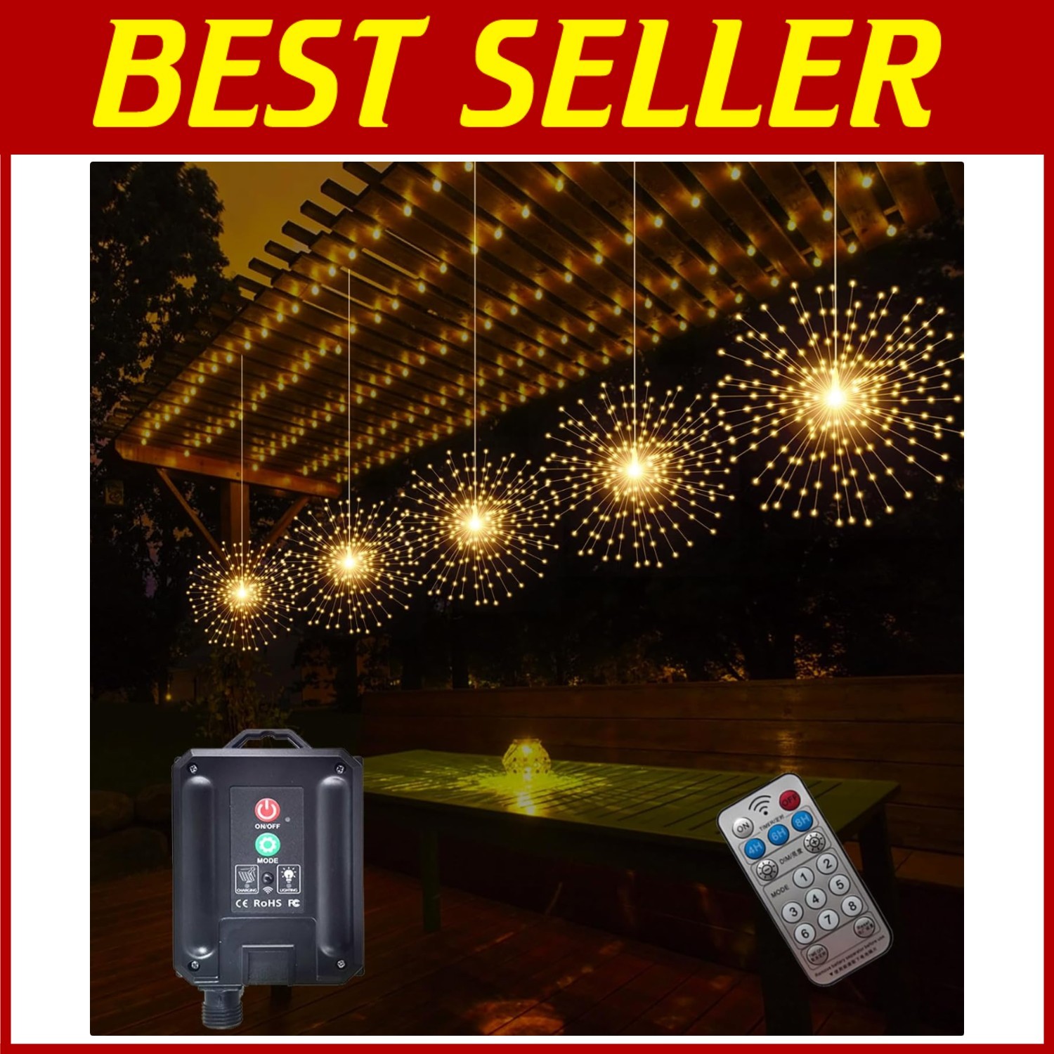 5 Pcs 1000LED Solar Starburst Sphere Lights,Firewo