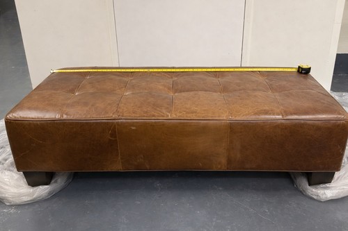 MG+BW Brown Leather Ottoman,  5’ long