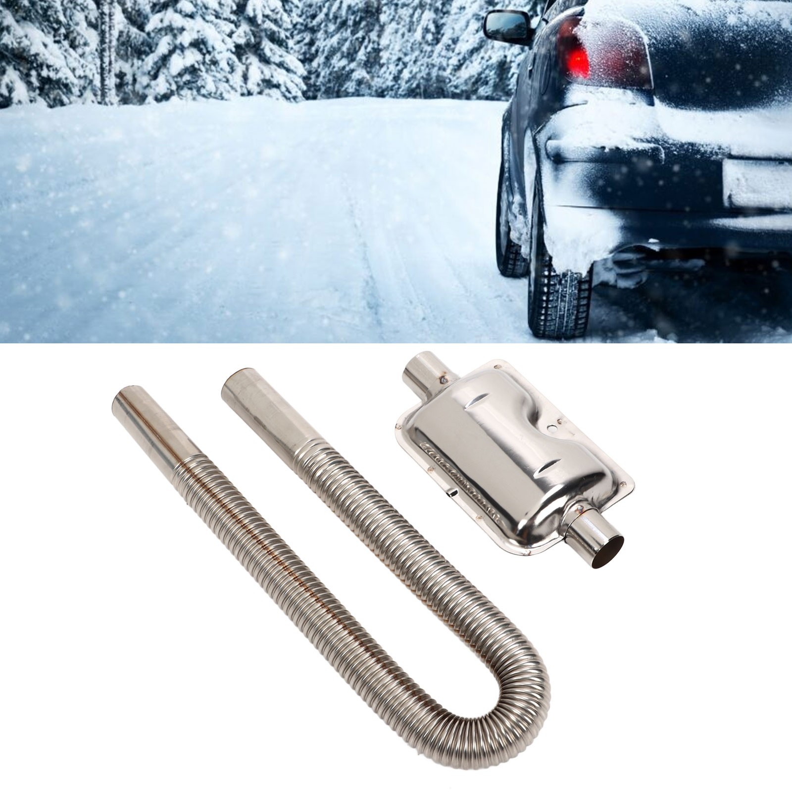 60cm Parking Air Heater Exhaust Pipe With Muffler Stainless Steel Fuel Tank