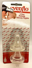 Evenflo 2 Clear Formula Silicone Nipples baby VTG Vintage 1986