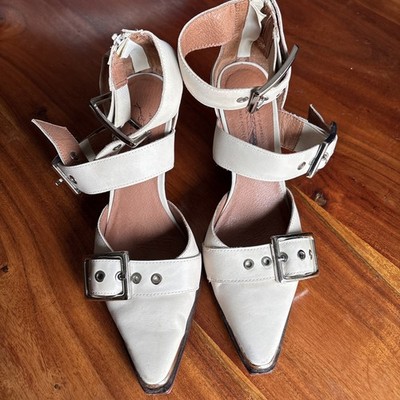 Free People X Jeffrey Campbell Hendrix Heels Size 8 Ivory Light Grey Euc