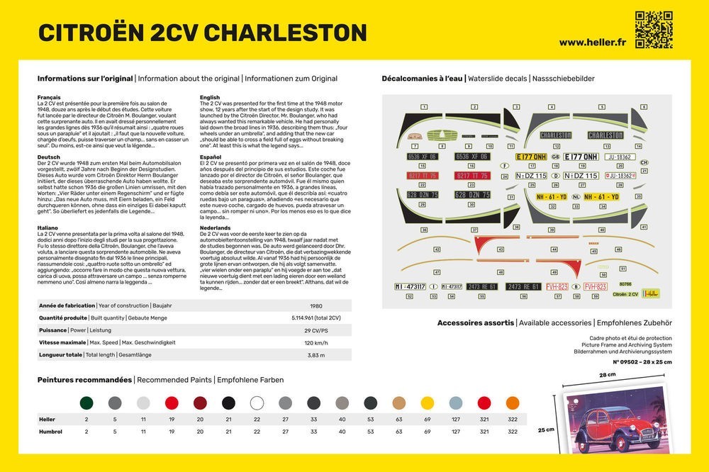 Kit Maquette 2CV Charleston Heller 1/24 voiture miniature à peindre et coller - 3