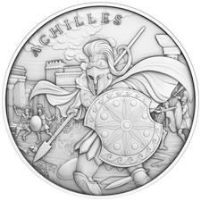 1 Troy oz Achilles Design .999 Fine Silver Round 99.58 per troy oz