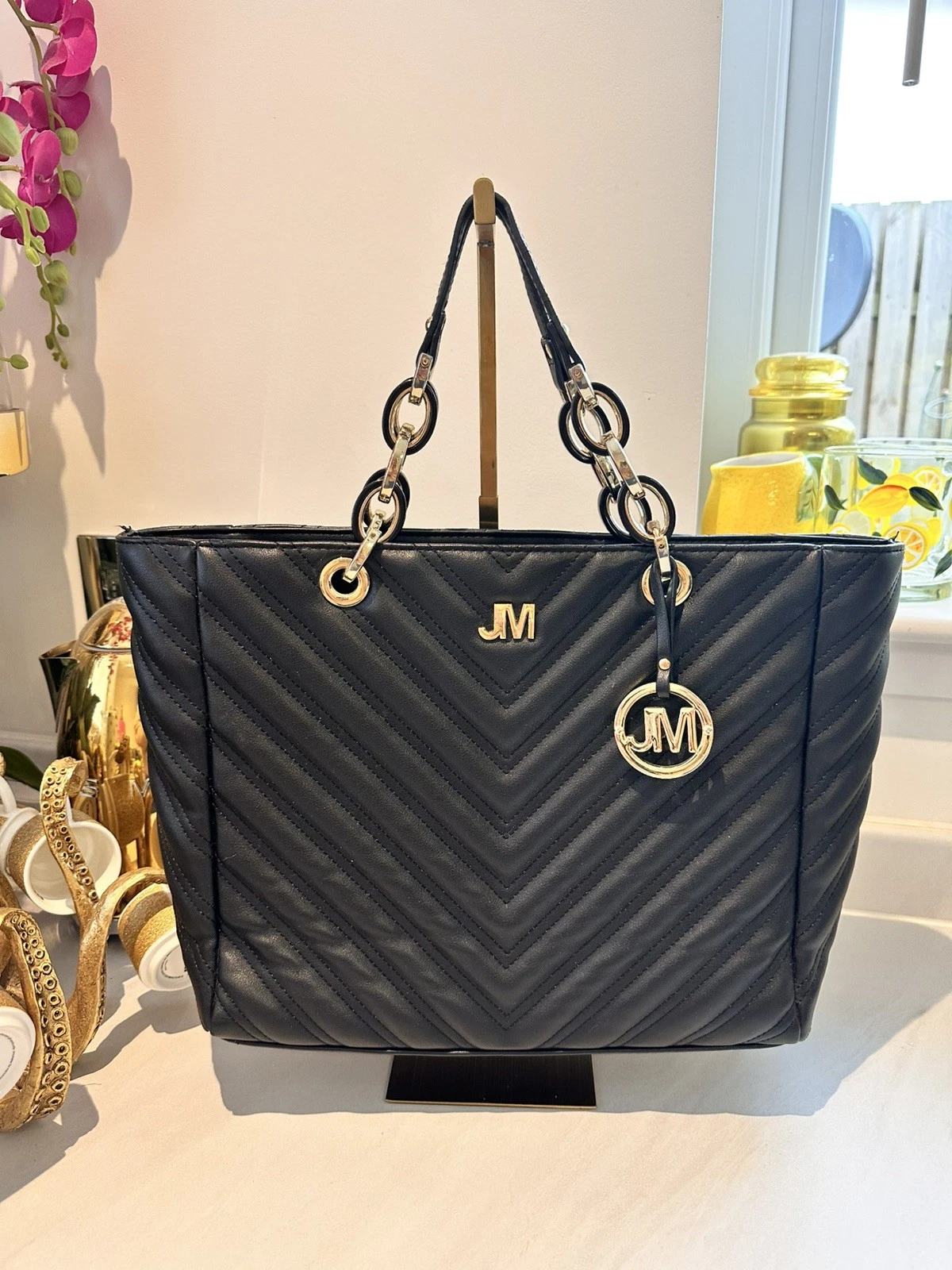 STAR BY JULIEN MACDONALD WOMENS BLACK FAUX LEATHER SATCHEL TOTE HANDBAG