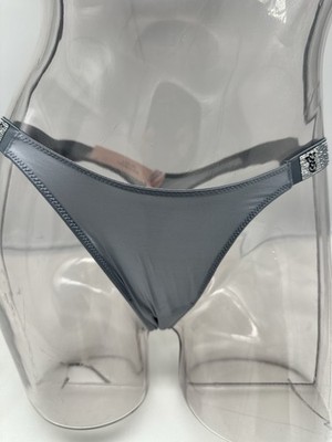 Victoria's Secret Scattered Shine Strap Shine Thong  Asteroid Gray SMALL
