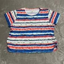 Country Store 2X Multicolor Striped T-Shirt Cotton Plus Size Women