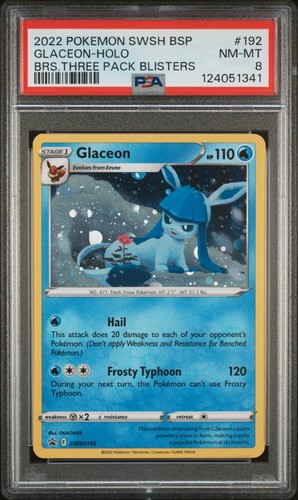 2022 POKEMON SWSH BLACK STAR PROMO #192 GLACEON-HOLO PSA 8