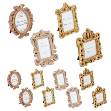 12Pcs 4 Styles Vintage Resin Picture Frame Resin Oval Rectangle Frame Mini Vi...