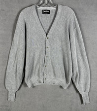 Vintage Jantzen Cardigan Sweater Mens Large Grey Gray Button Up Made In USA