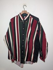 Rare Vintage TOMMY HILFIGER Lion Crest Pocket Striped Button Front Shirt 90s XL
