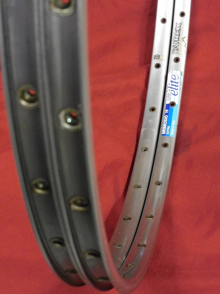 2 Vintage Ambrosio 19 Super Elite Durex Clincher Rims 32 Holes @ 500 grams - Image 3 of 4